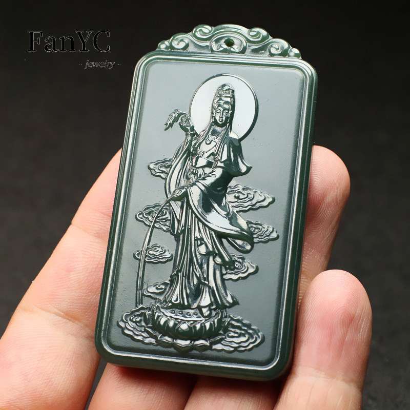 Ethnic Fashion Men - Collier Guanyin sculpté à la main