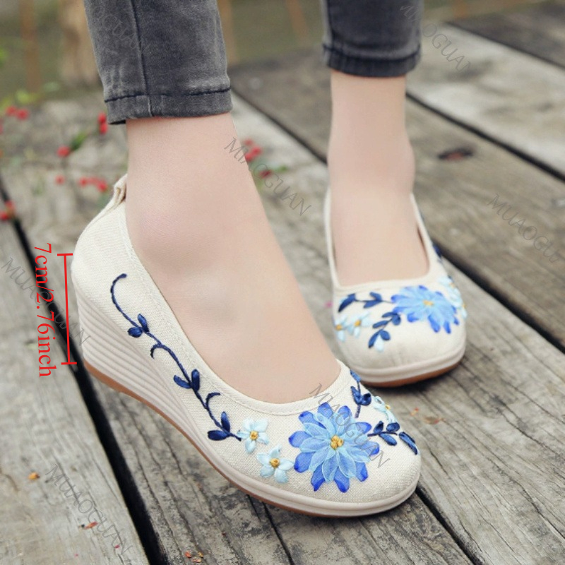 Ethnic Fashion For Women - Chaussures compensées brodées confortables pour femmes,