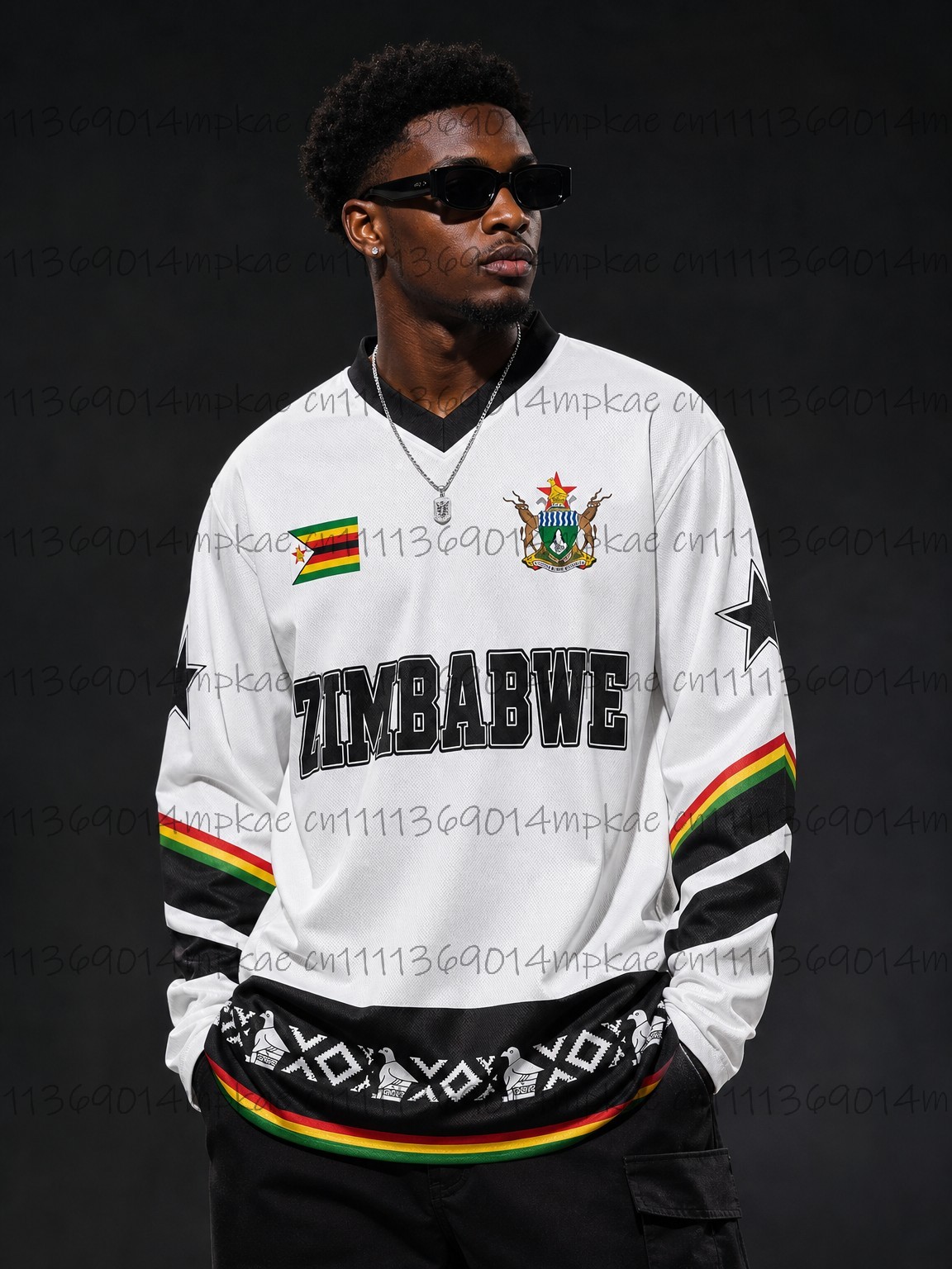 Ethnic Fashion Style - T-shirt à manches longues col en