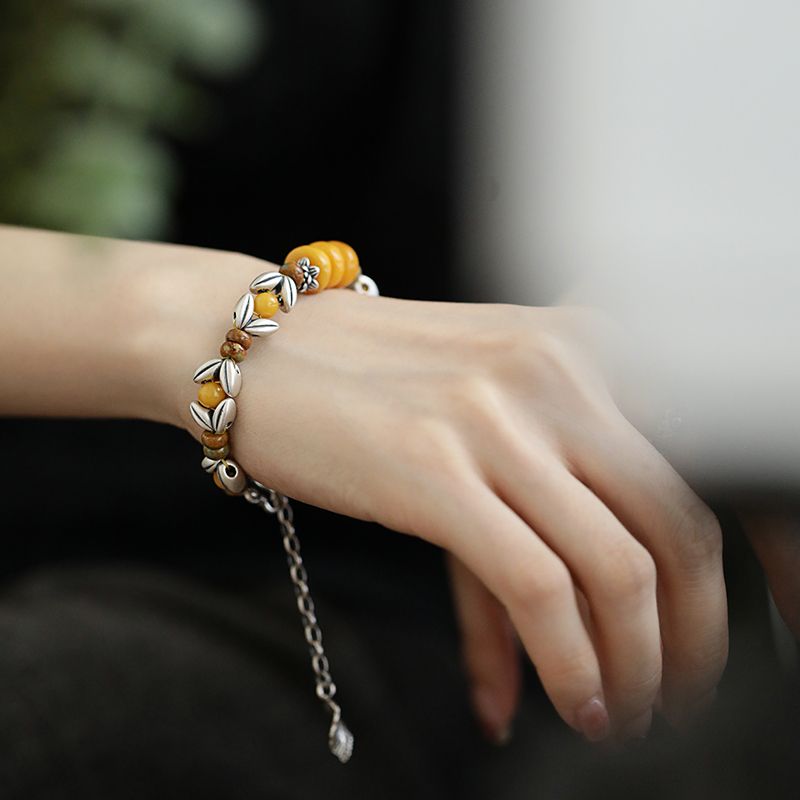 Bracelet jaune à perles rondes - Ethnic Wear Fashion Designer avis et prix