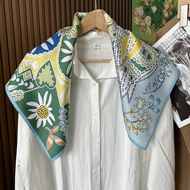 Foulard carré vert bohème moti - Ethnic Fashion Accessories avis et prix