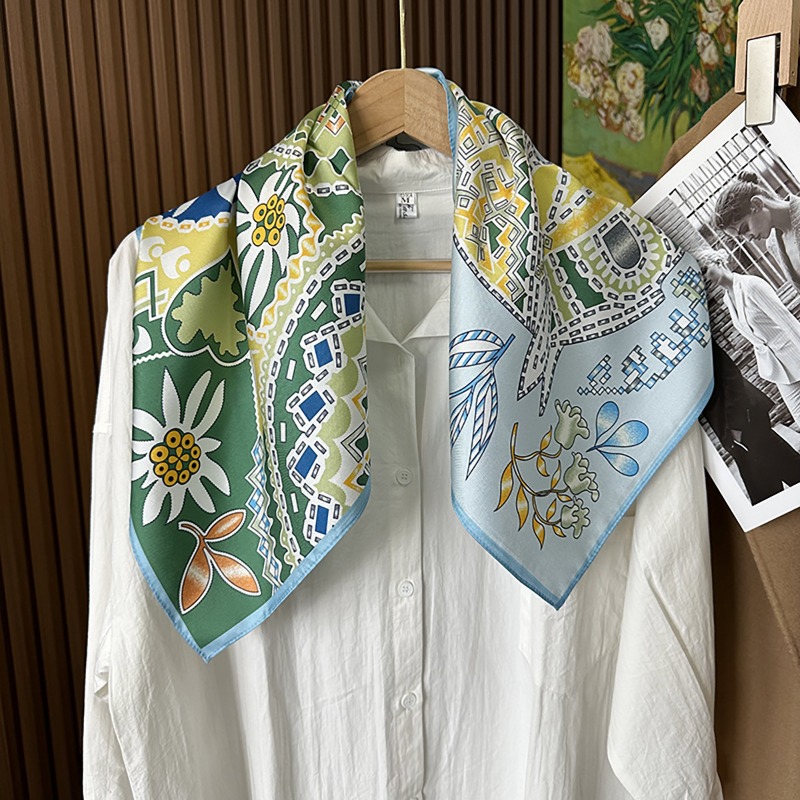 Foulard carré vert bohème moti - Ethnic Fashion Accessories avis et prix