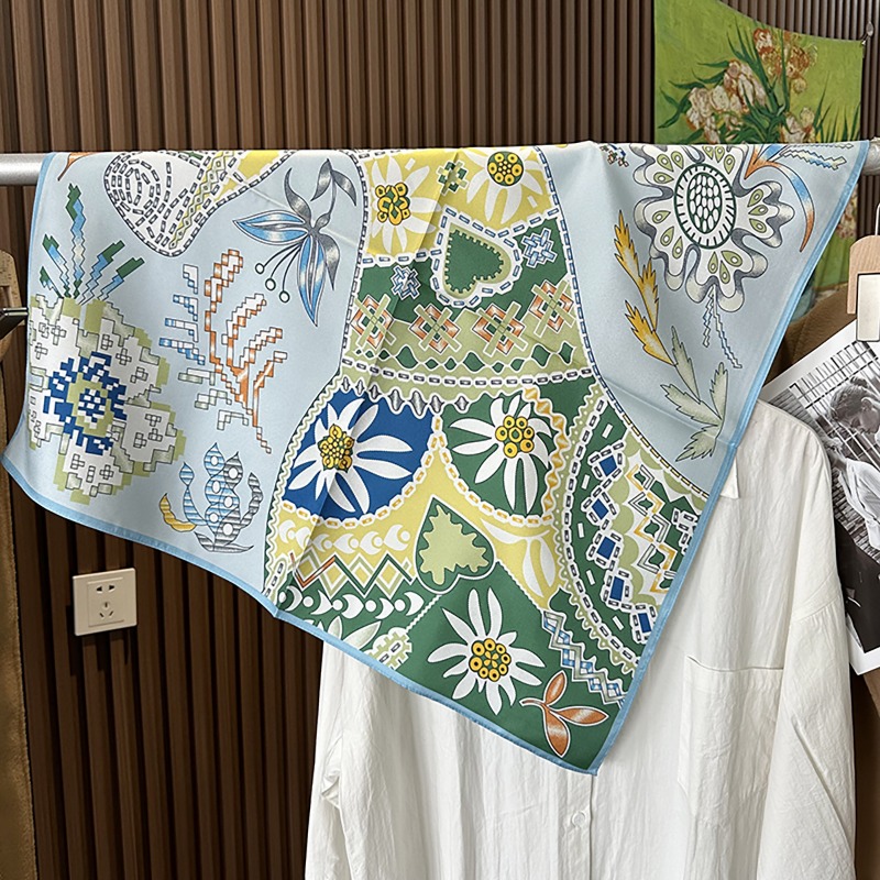Foulard carré vert bohème moti - Ethnic Fashion Accessories avis et prix